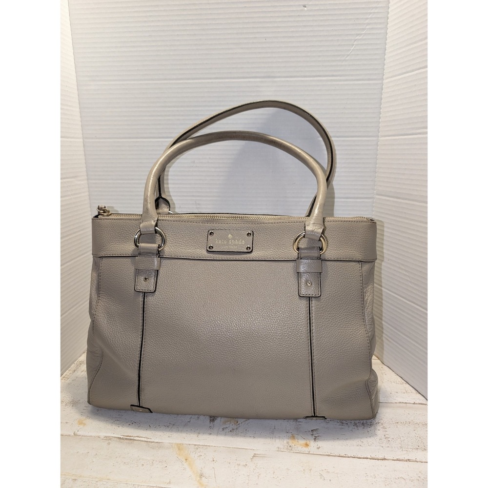 Kate Spade Berkshire Teegan Tote Pebbled Leather Grayish/Beige Gold Hardware